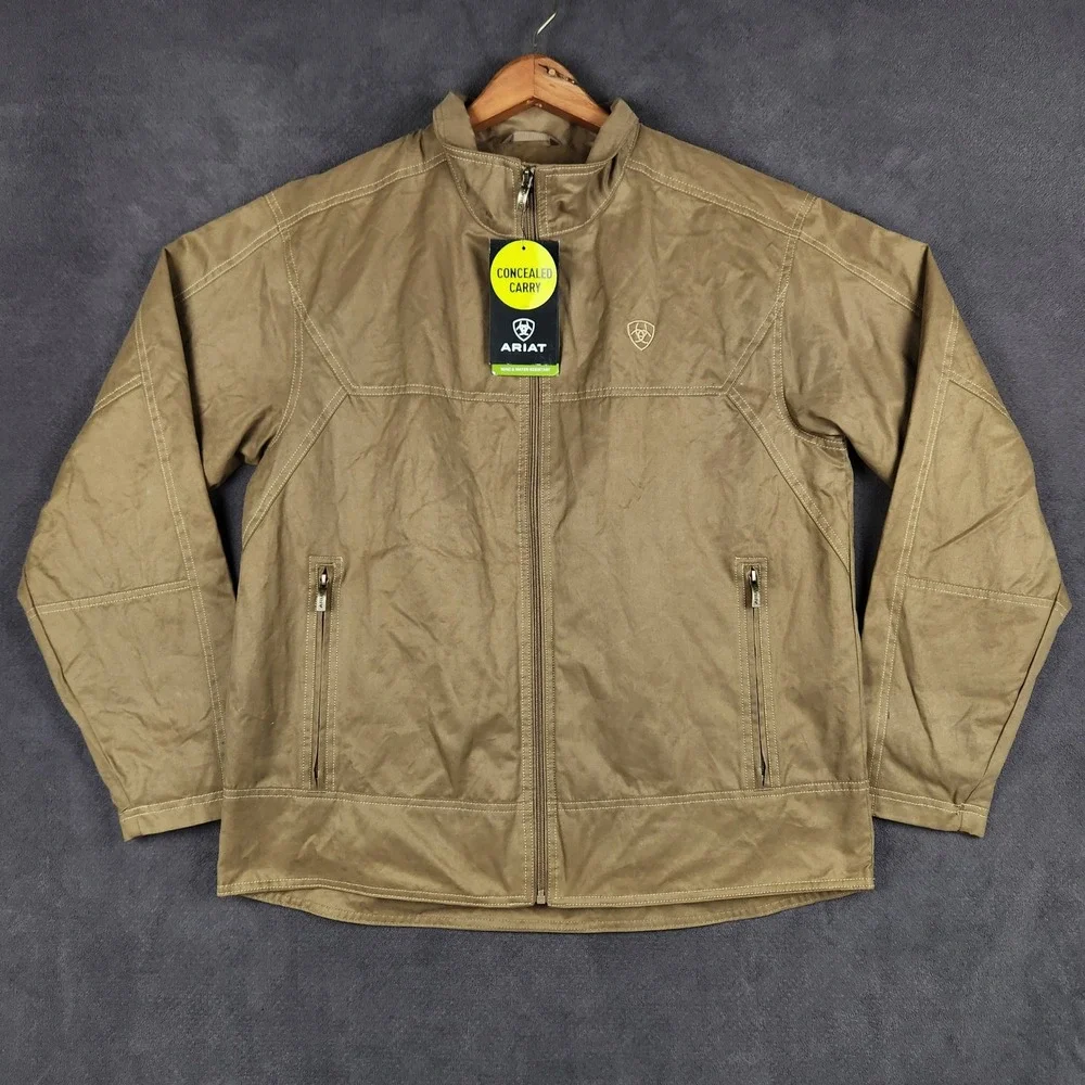 Ariat Grizzly Canvas Lightweight Jacket Mens Large Cub Brown Concealed Carry NEW